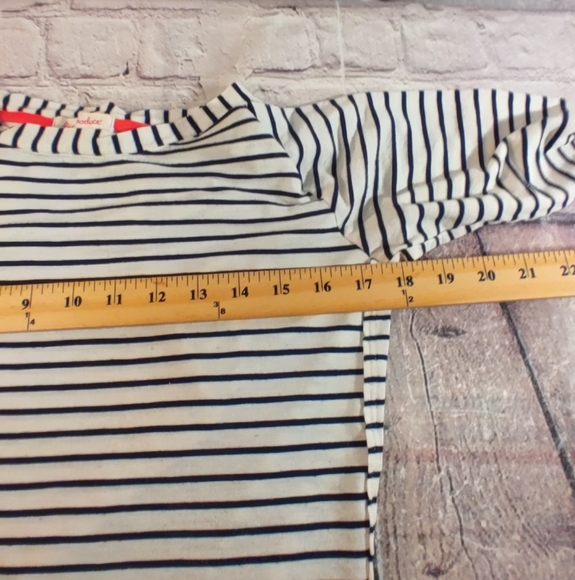 Fresh Produce Nautical Striped Flax Blend Scalloped Top S - Picture 9 of 16